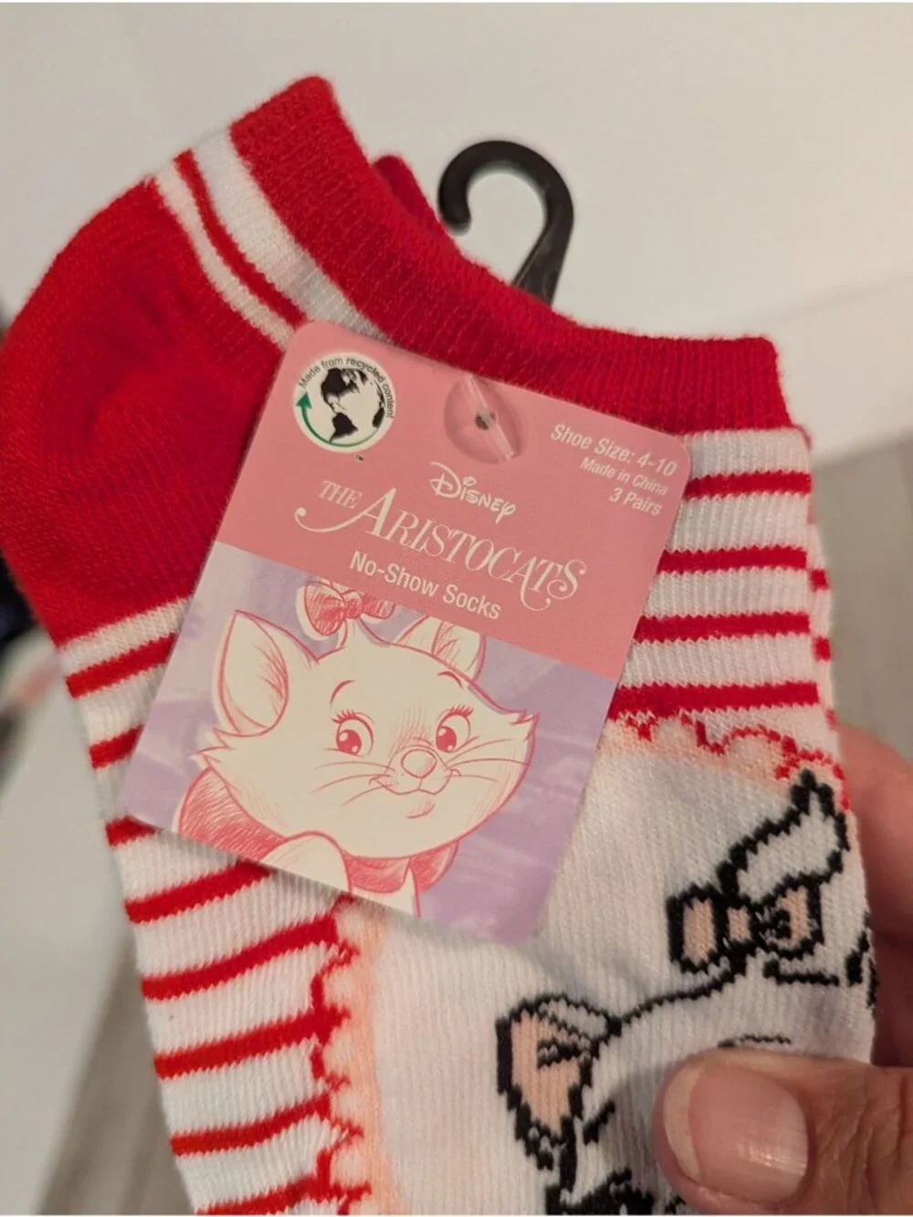 Disney Aristocats Marie Low Cut Socks Shoe Size 4-10 Set of 3 Pairs